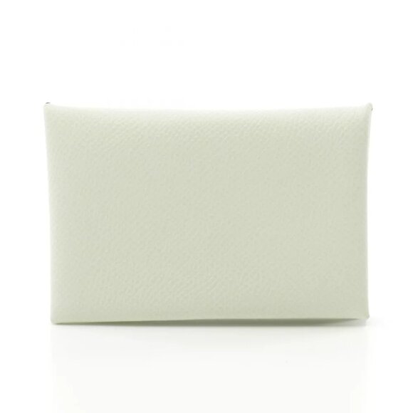 HERMES Calvi Verso coin purse Epsom leather Green Vert Yucca Vert Fizz Used B - Picture 1 of 6